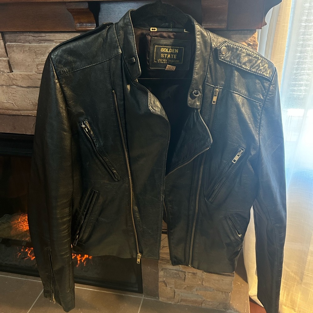 Rare Golden State Leather Vintage Black Leather Biker Motorcycle Jacket